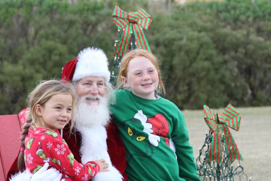 Kids outdoors with Santa